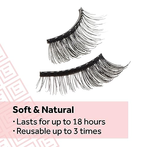 QUEWEL Magnetic Eyelashes 2 Pair Reusable Magnetic Eyelashes with Applicator No Glue Needed Eyelashes Cat Eye Natural Look Lash Clusters Kit Easy to Wear and Remove(A08)