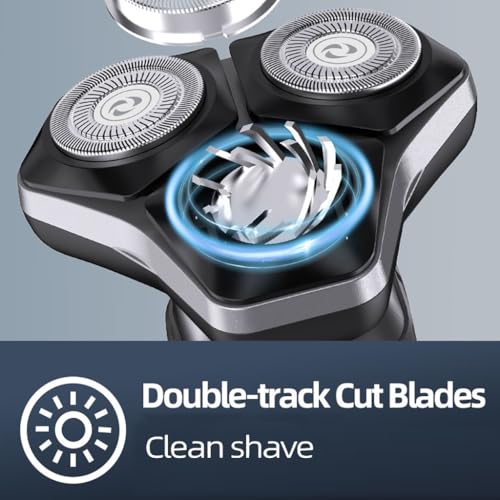 Electric Razor for Men Cordless: Wet/Dry Rotary Shaver Waterproof - USB Fast Charging & Sensitive Skin Care. 3-Blade Rotary Shaving System.LED Display, Travel Lock