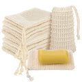 SHENLIU 50 Pack Soap Bags with Drawstring, Mesh Exfoliating Soap Saver Bag Sisal Soaps Pouch Bar Foaming and Drying Exfoliating Net for Bath Shower Massaging Scrubbing (5.3 ¡¿ 3.7inch)