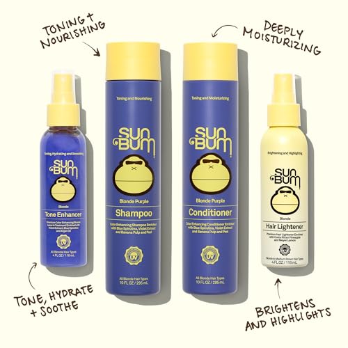 Sun Bum Blonde Purple Shampoo - Cleanses and Prevents Dryness with Deep Moisturizing and Brightening Formula - Color Enhancing and Toning Treatment for Blonde Hair - Color Friendly - 10 oz