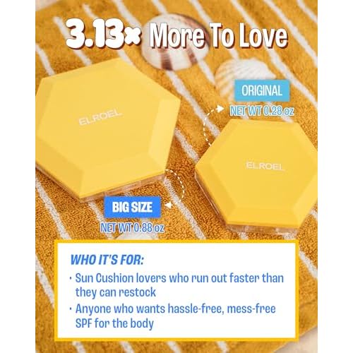 Pang Pang Big Sun Cushion Plus Refill - Korean Hypoallergenic & Cooling Face Sunscreen with Puff Sponge - Broad Spectrum SPF50+ PA++++ (0.88 oz)