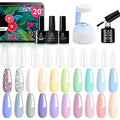 Beetles 20Pcs Gel Nail Polish Kit Pastel Paradise Girly Colors with Nail Tips and Glue Gel Nail Kit Easy DIY Nail Art Fast Nail Extension Set Acrylic Nail Kit