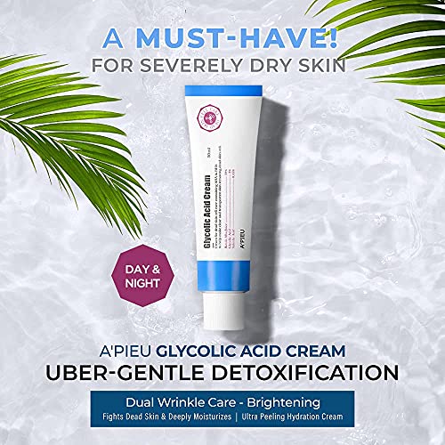 A¡¯PIEU Glycolic Acid Cream 1.69 fl oz - AHA BHA Exfoliating Moisturizer with Glycolic & Salicylic Acid | Hydrating Daily Peeling Gel Cream for Smooth, and Clear Skin. Korean Skincare