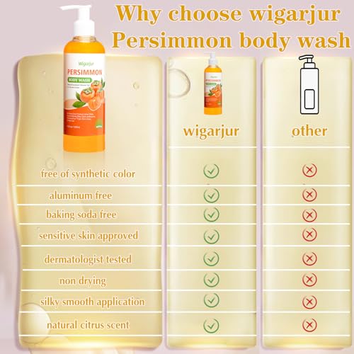 Persimmon Body Wash for Old People Smell, Natural Deodorant Bar Soap for Strong Odor Smelly Feet Remove, Cleansing Body Deodorizing with Persimmon & Green Tea Extracts