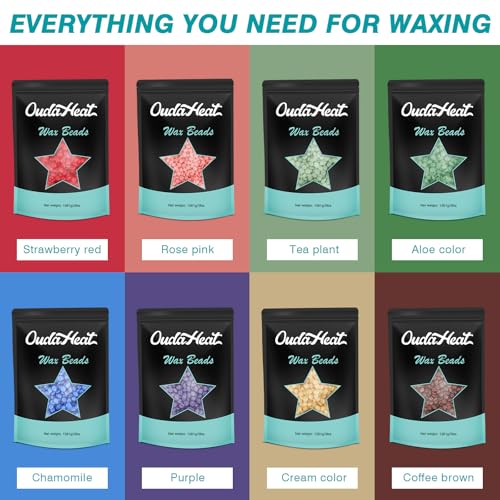 2lb Hard Wax Beads, Stripless Wax Bead for Sensitive Skin, Professional Brazilian Waxing Beads, Bikini, Body, Face, Legs, Back, Chest, Coarse Hair Removal, At-Home Salon, 1 Silicone Pot and 5 Sticks