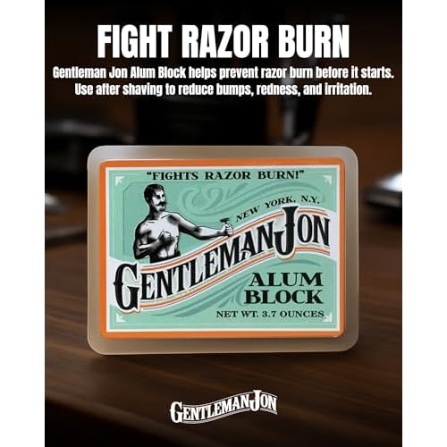 Gentleman Jon Luxe Shave Kit - Sandalwood Shaving Soap (2.25oz) & Alum Block in Plastic Case (3.7oz) - Ultimate Shaving Solution for Smooth, Soothing, and Razor Burn Relief