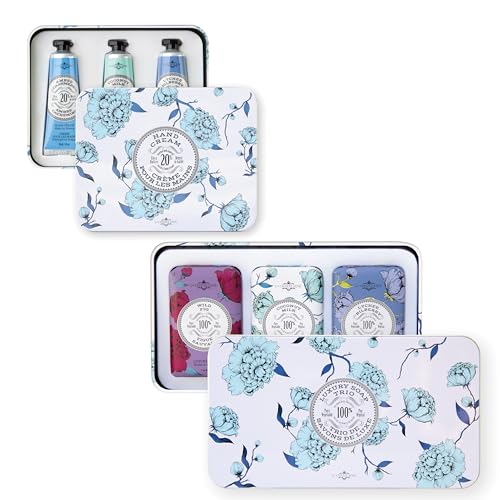 La Chatelaine White Hand Cream Trio and Luxury Soap Trio Gift Sets l Made in France | Plant-Based | Enriched with Organic Shea Butter