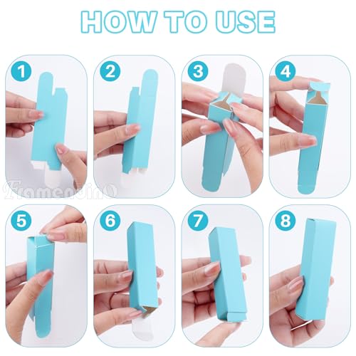 Framendino, 50 Pack Blue Kraft Lipstick Boxes Rectangle Reusable Lip Balm Packaging Cases Gift Wrapping Box for DIY