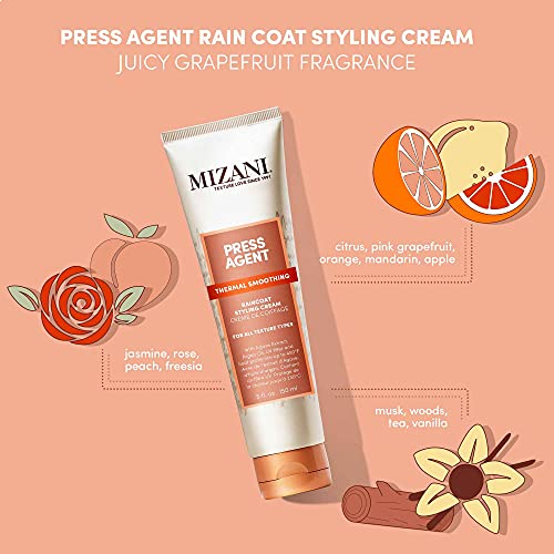 Mizani Press Agent Raincoat Styling Cream - Moisturizes & Protects Hair from Heat Styling & Blowouts, For Dry & Frizzy Hair, With Argan Oil