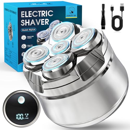 Head Shavers for Bald Men, Magnetic Electric Razor Hair Trimmer for Men Cordless Rechargeable Electric Shavers for Men 100% Waterproof Dry & Wet Beard Grooming Kit with Led Display
