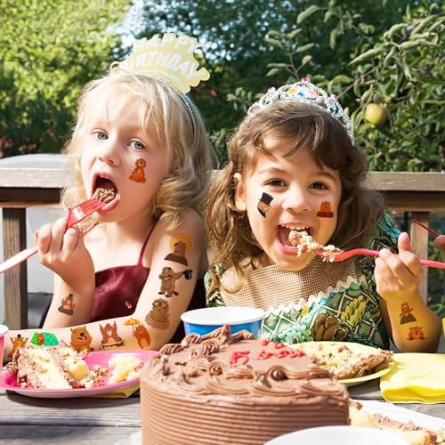 96PCS Happy Groundhog Day Temporary Tattoos Themed Birthday Party Decorations Favors Supplies Decor Cute Spring Festival Animals Tattoo Stickers Gifts For Kids Adults Boys Girls School Prizes Holidays
