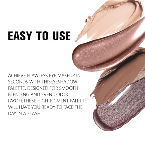 Kaely Cream Eyeshadow Quad, Nude Brown Matte Shimmer Eyeshadow Palette Makeup, Neutral Eye Shadow Palette for Older Women Pigmented Waterproof, sombras para ojos, Blendable, Cruelty-free, 03