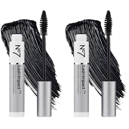 No7 Lash Impact Mascara - Black - Volumizing Mascara for False-Lash Effect - Smudge-Free Formula for Lengthening Lashes with Oversized Cone Brush Applicator (7ml) (Pack of 2)