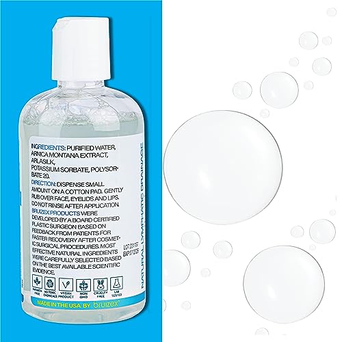 Bruizex Arnica Montana Micellar Cleansing Water, Facial Cleanser & Makeup Remover, Suitable for All Skin Types, Use for Natural Lymphatic Drainage, Reduces Face Puffiness, Daily Skin Care, 8 Fl Oz