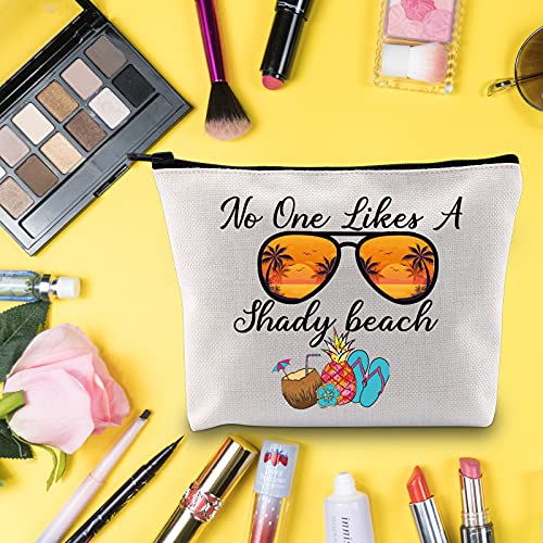 LEVLO Ocean Beach Cosmetic Make Up Bag Beach Wear Gift No One Likes A Shady Beach Makeup Zipper Pouch Bag For Beach Girls Surfer (Likes A Shady Beach)