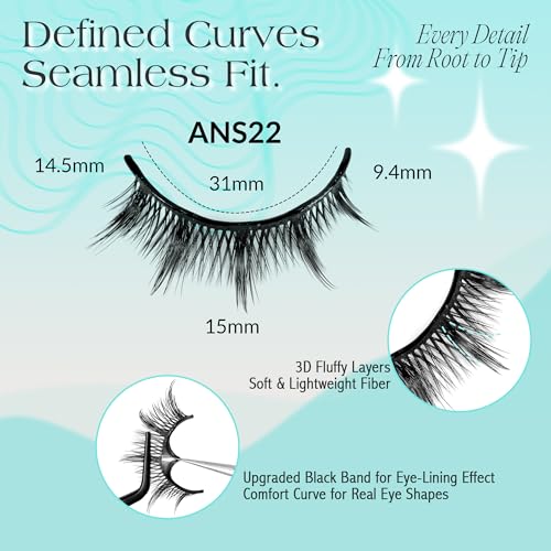 Bepholan Manga Self Adhesive Eyelashes Natural Look Pre Glued No Glue Needed Eyelashes Press On Anime Lashes Spiky Cosplay False Eyelashes Wispy with Tweezer 5 Pairs(AN22)