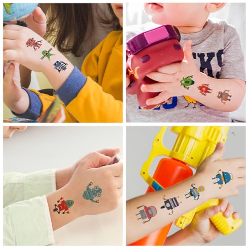 60pcs Robot Temporary Tattoos, Cartoon Waterproof Body Fake Tattoo Stickers, Cute Robotic Decorations, Classroom School Reward Prizes Birthday Party Favors Supplies