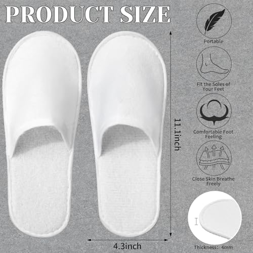 JarThenaAMCS 60 Pairs White Disposable Slippers Non Slip Spa Slippers Fluffy Closed Toe for Indoor Travel Hotel Home Party Guests Supplies
