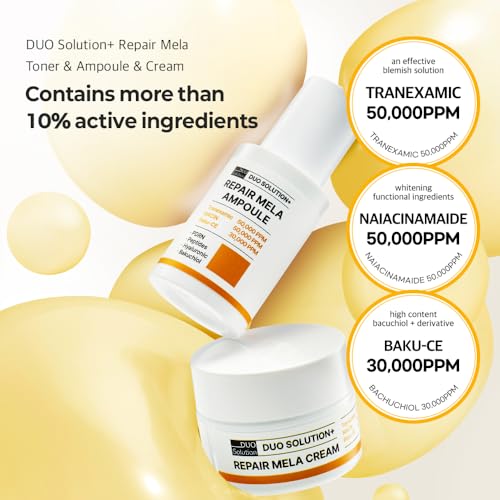 Tranexamic Acid 5% + Niacinamade 5% + Baku-CE 3% Ampoule, Duo Solution Repair Mela Ampoule - Tranexamic acid 50,000ppm, Niacinamade 50,000ppm, Bakuchiol 30,000ppm, PDRN, Peptides, Hyaluronic