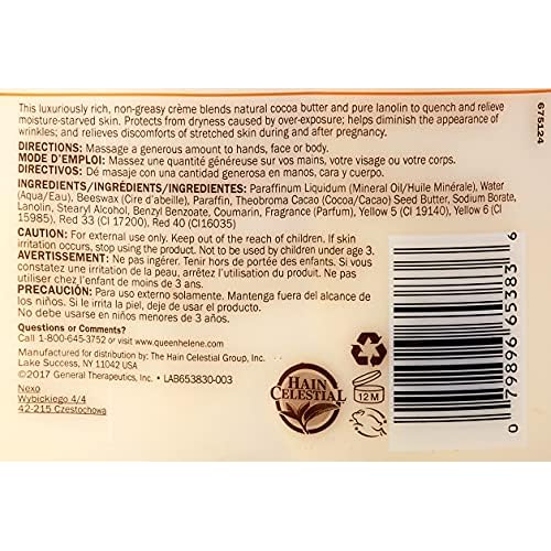 Queen Helene Natural Cocoa Cr?me, Cocoa Butter, 15 Ounce (Pack of 2)