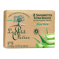 Le Petit Olivier Extra Mild Soap Bars - Aloe Vera - Gently Cleanses Skin - Delicately Perfumed - Vegetable Origin-Based - 2 Pc