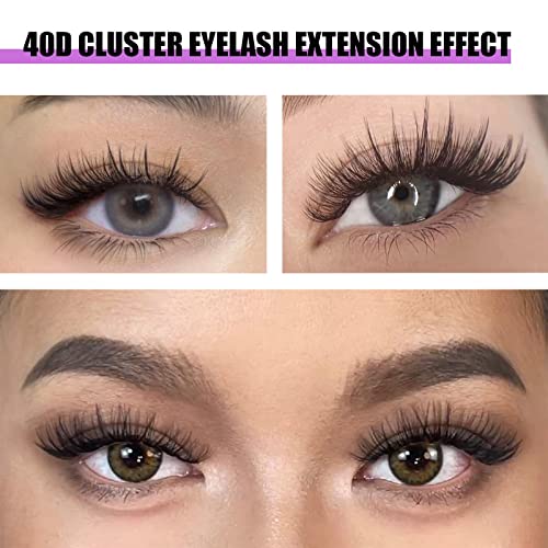 KISSXIAOYA Cluster Eyelashes Extensions, 240pcs 40D 0.07D Curl Soft Individual Lashes Natural False Eyelashes Cluster DIY Eyelash Extension (240pcs, 15mm)