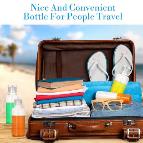 100 Pack 2 Oz Empty Travel Size Bottles Clear Plastic Travel Bottles with Flip Cap, Refillable Leak-Proof Liquid Containers for Toiletries, Lotions, Shampoo, Creams, Includes 5 Funnels