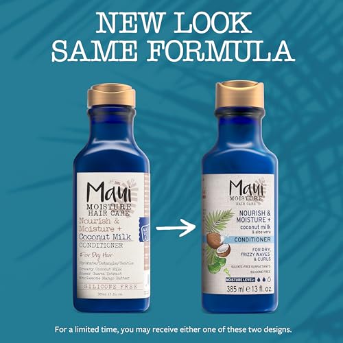 Maui Moisture Nourish & Moisture + Coconut Milk Conditioner to Hydrate and Detangle Curly Hair, Lightweight Daily Moisturizing Conditioner, Vegan, Silicone & Paraben-Free, 13 fl oz (Pack of 2)