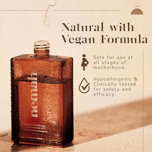 Nemah Belly Oil For Pregnant Women, Stretch Mark Oil, Quick Drying Non-Greasy With Jojoba Coconut Hemisqualane Blend, Pregnancy Stretch Mark Prevention, Pregnancy Essentials, Vegan, 3.4 Fl Oz