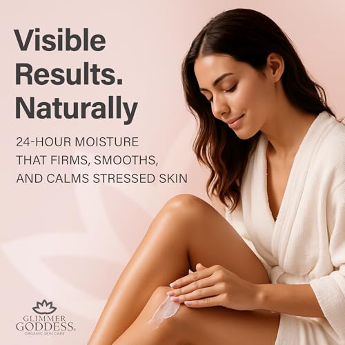 GLIMMER GODDESS Organic Whipped Body Butter for Women - Moisturizer Cream with Shea & Cocoa Butter, Almonds & Coconut Oil - Citrus Basil, 8oz