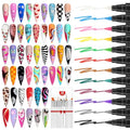 SAVILAND Nail Art Pens & Gel Paint Kit: 12 Quick-Dry 3D Nail Polish Pens Acrylic Paint Markers, 48 Colors Gel Nail Polish 15pcs Nail Art Brushes for Home Salon DIY Manicure Nail Art Design