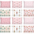 12 Pcs Christmas Makeup Bags Christmas Canvas Cosmetic Bags Bulk 9 x 6 Inches Pencil Pouch with Zipper Travel Toiletry Pouch for Women Winter Holiday Xmas Party Favor Gift(Cute Pink)