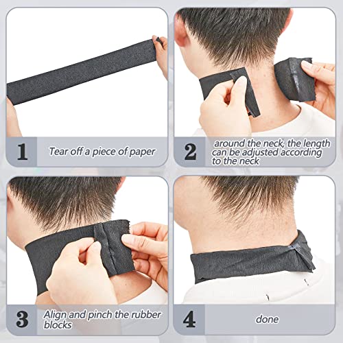 1000 Pieces 10 Rolls Disposable Black Barber Neck Strips, Black Barber Neck Strips Disposable Stretchy Edge Paper Hair for Salon Haircut Styling Barbershop Accessories