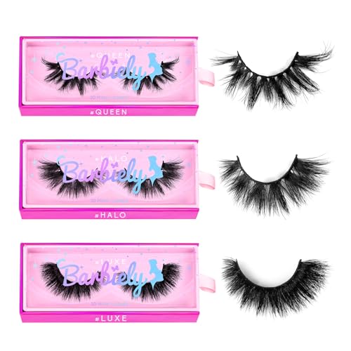 20mm Mink Lashes, 3D Real Mink Lashes, 3 Pairs Fluffy Dramatic False Eyelashes, 100% HandMade Mink Lshes, 6D Wispy Long Thick Full Volume Strip Eye Lashes, Cruelty Free (Party Time)