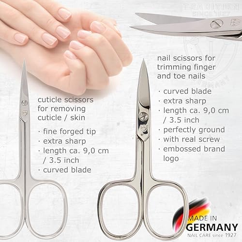 3 Swords Germany - brand quality 10 piece manicure pedicure grooming kit set for professional finger & toe nail care scissors clipper fashion leather case in gift box, Made by 3 Swords (00286)