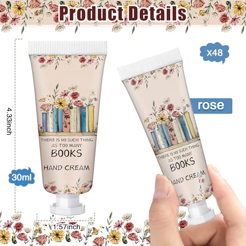 Leelosp 48 Pcs Book Club Gift Bulk Mini Hand Cream Travel Size Lotion Book Lover Gift for Women Member for Dry Cracked Hands