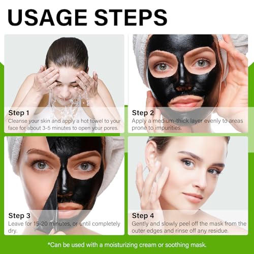 Charcoal Peel Off Face Mask, Blackhead Remover Mask, Black Mask Peel Off for Nose, Deep Cleansing Face Proes, Dirts and Oil for Women & Men, 120g/4.23fl.oz