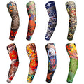 Toirxarn 8PCS Tattoo Sleeves Cool Temporary Sunscreen Arm Sleeves for Men Women Cycling Running Driving Sports