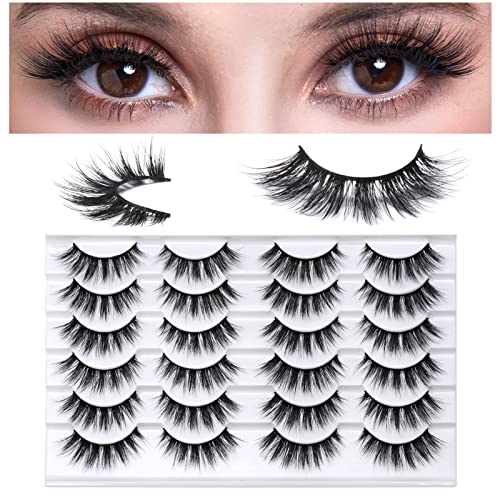 SONAFEEL Soft Mink Eyelashes 15mm Half Volume Lashes Natural Look 12Pairs 6d Fluffy Medium Strip Lashes Bulk Reusable Half Thick False Eyelashes Gift