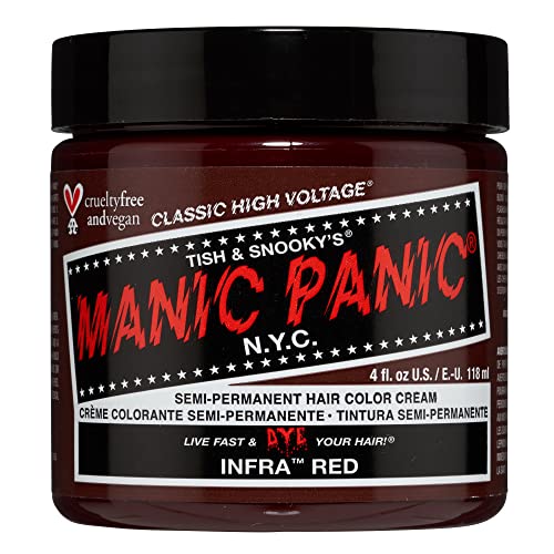 MANIC PANIC Classic Infra Red Semi Permanent Hair Color - Deep Mahogany Red Hair Dye for Women & Men That Lasts 4-6 Weeks - Vegan, Ammonia & Cruelty-Free - Create & Mix Custom Shades (4oz)