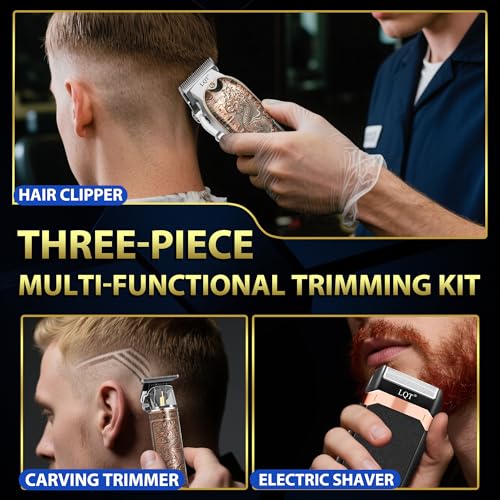 HIENA PRO Professional Hair Clipper Set, Electric Foil Shavers and Beard Trimmers, Ear, Rechargeable Cordless Barber Kit and Hair Cutting Set, Nose Hair Trimmer Set & Facial Grooming Tool