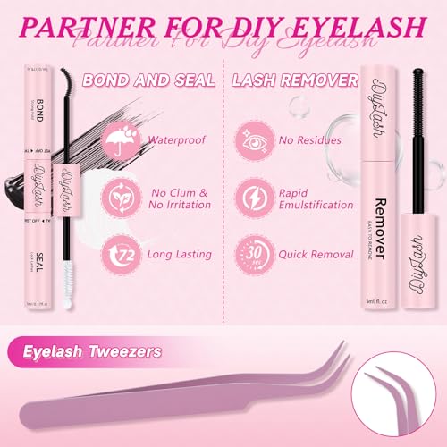 DIY Lash Extension Kit 280Pcs Individual Eyelash Extension Kit 60D80D 0.07D Curl 9-16MIX Lash Clusters Kit with Lash Glue Remover Applicator Easy to Use for Beginners