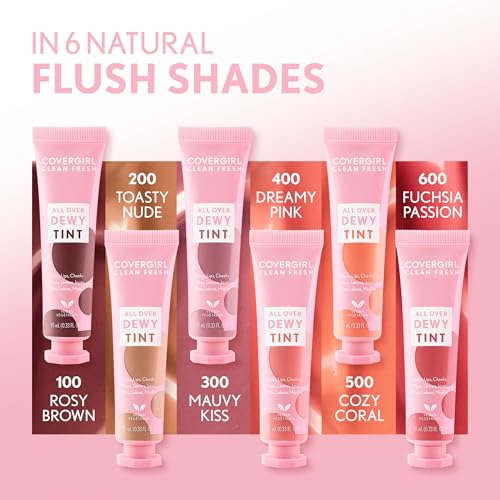 Covergirl Clean Fresh Dewy Tint 400 Dreamy Pink, 3-in-1 Tint, Blendable Color For Eyes, Lips & Cheeks, 0.33 fl oz (Pack of 1)
