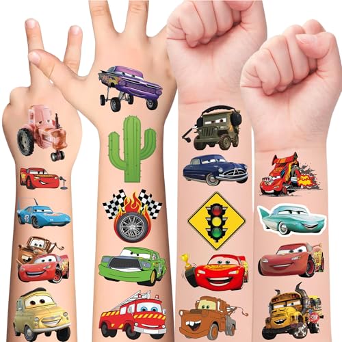 Racing Car Temporary Tattoos For Kids - Race Car Party Favors Birthday Decorations Supplies Gift Idea For Kids Teens Craft School Prizes - 58 Patterns