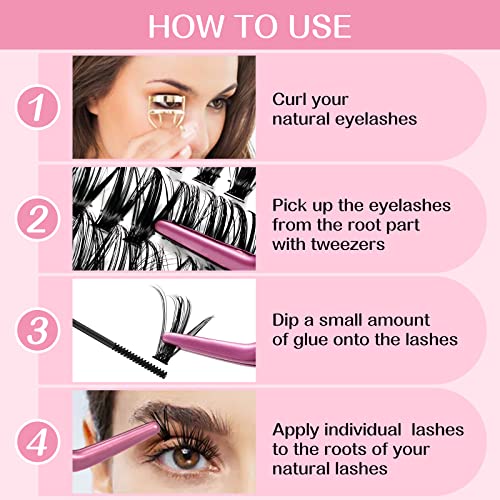 280 Pcs Individual Lashes, Lash Clusters 12-14-16-18 Mixed Cluster Lashes that Look Like Eyelash Extensions 30D+40D Mixed DIY Lash Extension Self Application At Home (30D+40D-D-12-18mix)