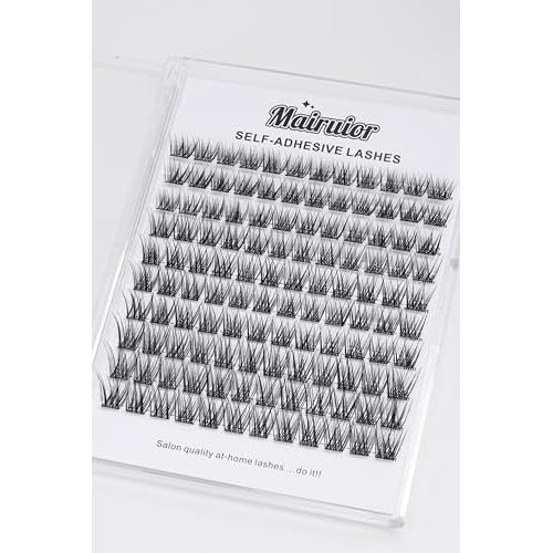 Clear band Self Adhesive 120 pcs DIY Eyelashes No Glue Needed Thin Clear Band 10-14mm C Curl Pre-Glued Natural Fluffy Press on Eyelash Extension Clusters
