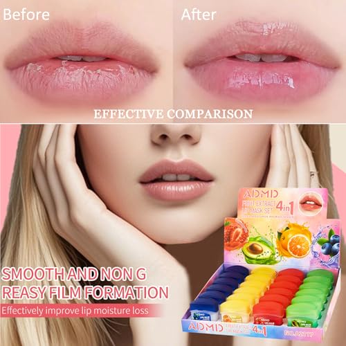 9 PCS Bee Lip Balm Honey Pot, Strawberry Watermelon Cherry Coconut Peach Mint Grape Vanilla, Honey Lip Balm Bulk with Stick, Lip Mask Overnight Hydrating for Dry and Crack
