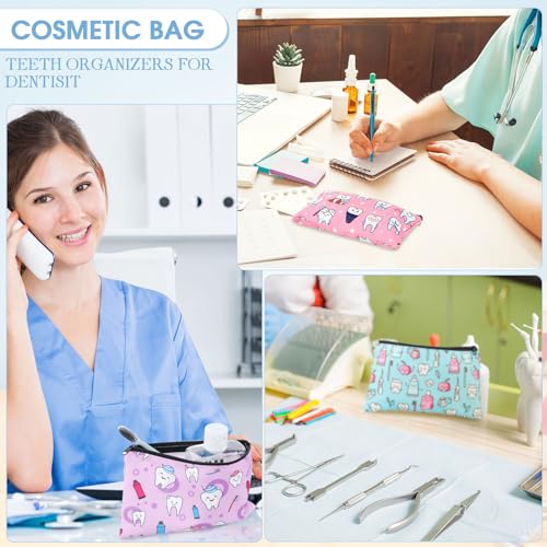 Silkfly 30 Pieces Teeth Makeup Bags Dentist Gifts Dental Hygienist for Women Nurse Cute Teeth Cosmetic Bags Dental Assistant Accessories Zipper Travel Pouch for Birthday Graduation Nurse Week Gifts