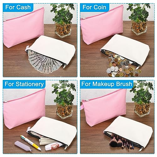 PATIKIL 10.2 x 5.5 Canvas Makeup Bags with Strap, 10 Pack Pencil Multipurpose Cosmetic Zipper Bag Case Travel Toiletry Storage Pouch Organizer for Home Office, Green