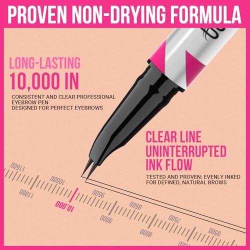 iMethod Curved Eyebrow Pen - 2-in-1 Dual-Ended Eyebrow Pencil with Curved Tip and Precise Brush-Tip, Microblading Pen for Natural Brows, Dark Brown